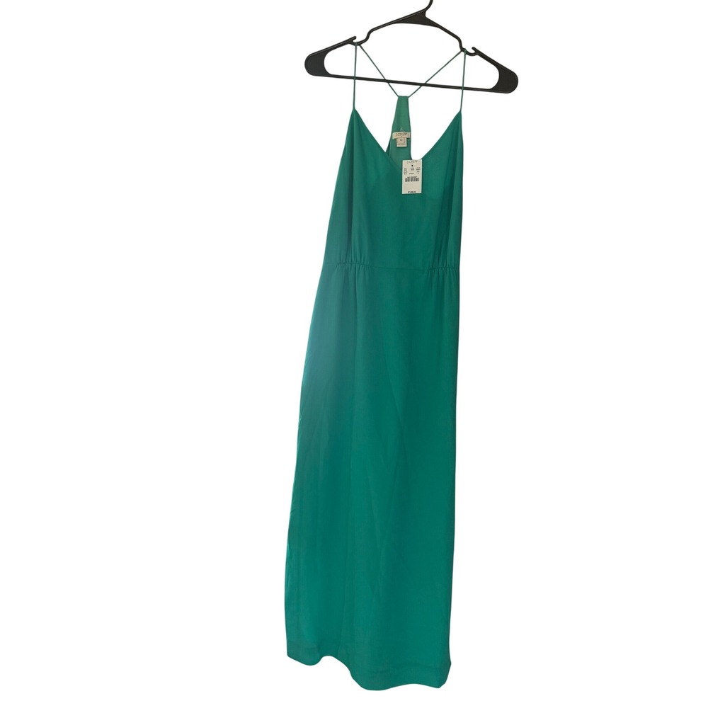 NWT J.Crew Green Racerback Midi Dress Spaghetti‎ Strap V-Neck A5327 Womens 6